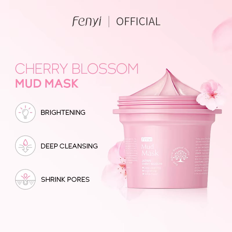 100G Japan Sakura Mud Face Mask Night Facial Packs Skin Clean Blackhead Pores Smearing Mud Mask Oil-Control Smoothing Skin Care