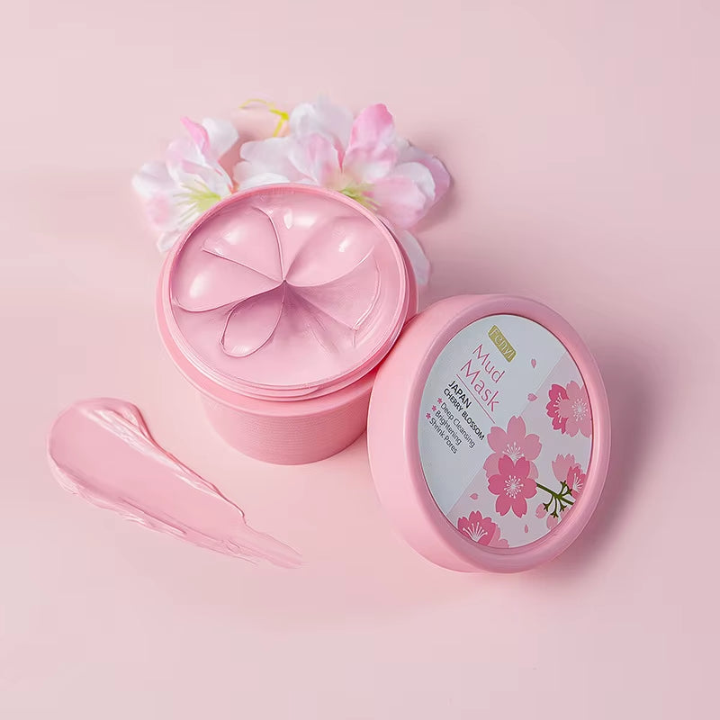 100G Japan Sakura Mud Face Mask Night Facial Packs Skin Clean Blackhead Pores Smearing Mud Mask Oil-Control Smoothing Skin Care